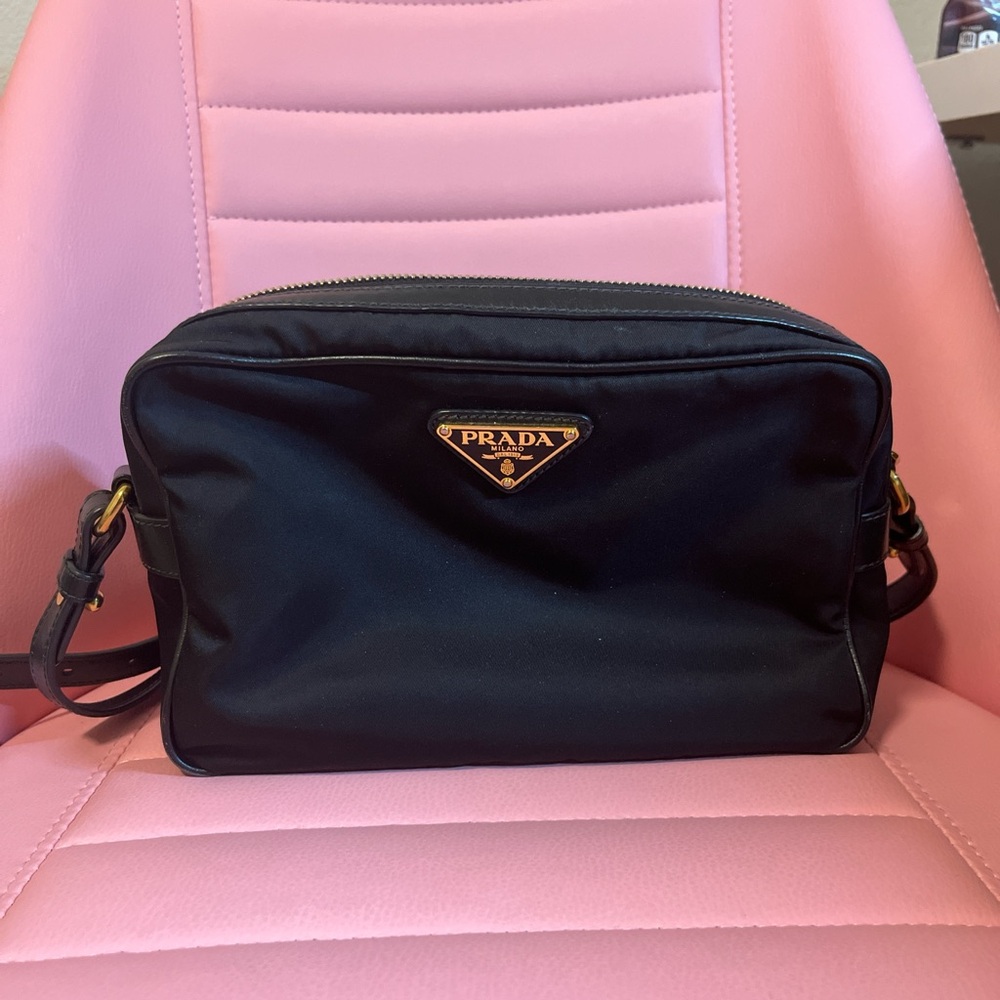 Prada Black Crossbody Bag with Gold Logo